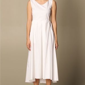 ‘S MAX MARA Square Neckline Sleeveless Tunic White Cotton party Dress SZ 10
